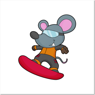 Mouse as Snowboarder with Snowboard Posters and Art